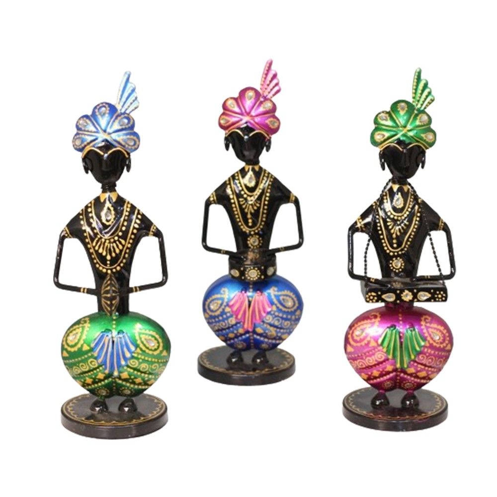 Set of 3 Musician Iron Showpiece for Home Office Decor